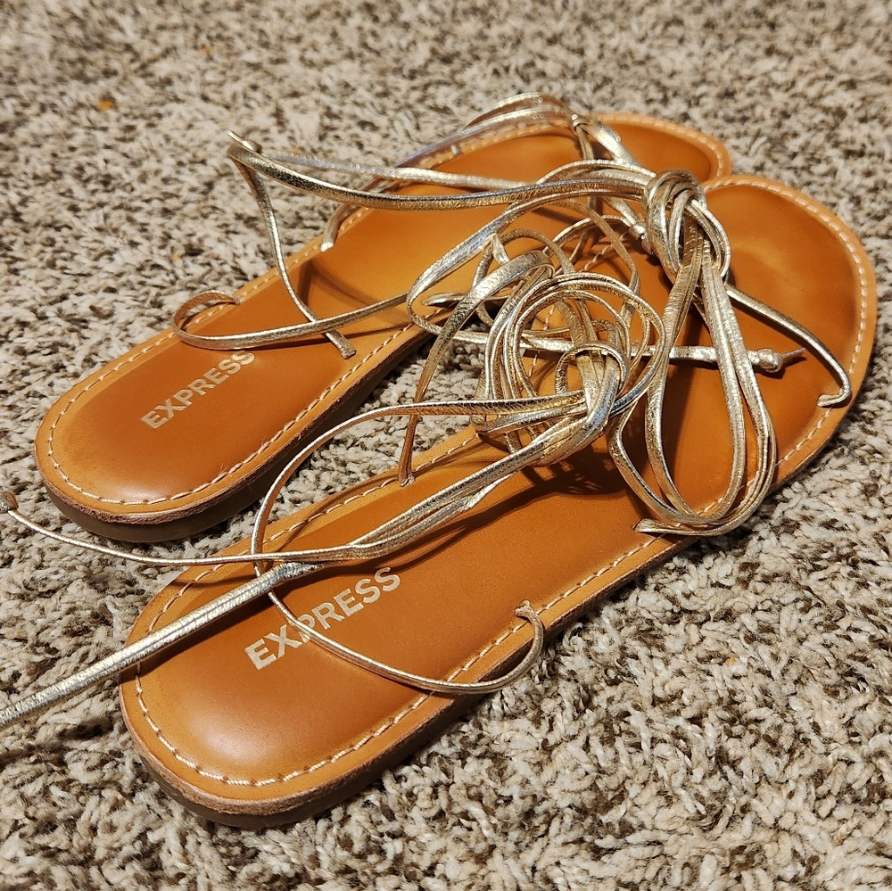 Express Gold Gladiator Flats 8